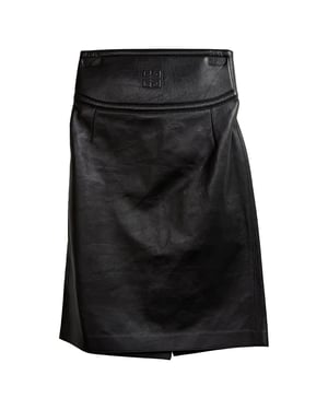 Givenchy rok met uitsnijdingen en reliëf in zwart leer