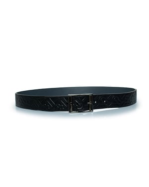 Burberry leren riem met B-reliëf in zwart