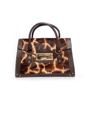 Dolce & Gabbana, handtas van bruin leer met giraffeprint van kalfsleer.