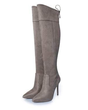 Michael Kors Jamie suède stretchlaarzen in taupe.