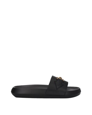 Versace Zwarte Leren Slippers