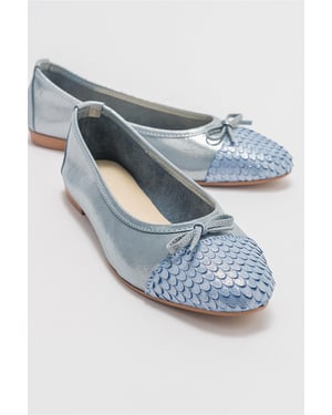 Copos Leren Strik Neus Ballerina