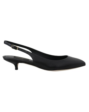 Dolce & Gabbana Zwarte Leren Slingback Hakken Pumps Schoenen