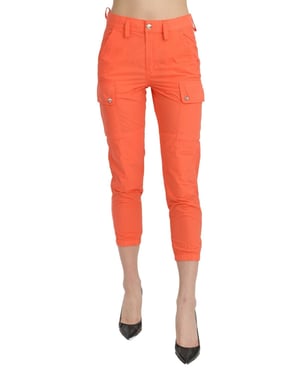 CYCLE Katoenen Oranje Hoge Taille Skinny Cropped Broek