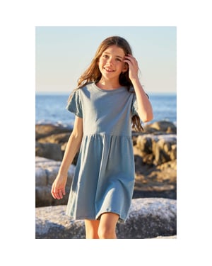 Mountain Warehouse Meisjes Izzy Broderie Mouwjurk (Lichtblauw)