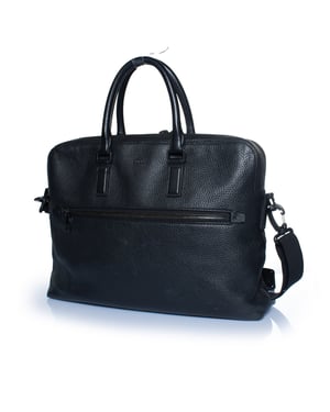 Hugo Boss laptoptas van generfd leer in zwart