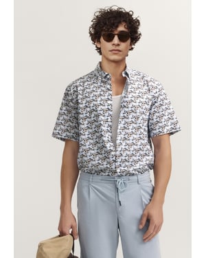 Bugatti Herren Overhemd met korte mouwen, modern fit, met print