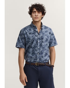 Bugatti Herren Overhemd met korte mouwen, modern fit, met print