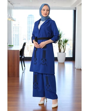 Geborduurde Detailed Pak Indigo