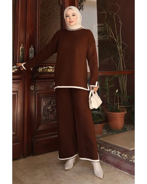 Split Detailed Gebreide kleding Pak Bruin
