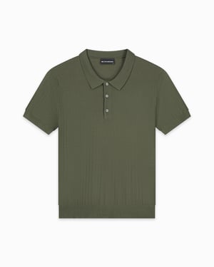 Black Bananas Ribbed Knit Polo,