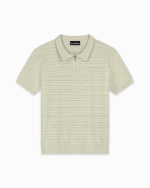 Black Bananas Texture Zip Polo,