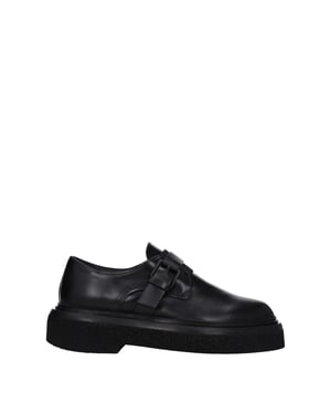 Max Mara Zwarte Leren Oxfords En Derbies