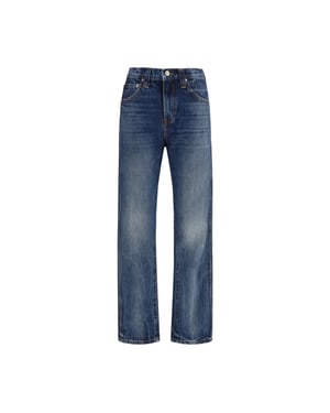 Khaite Blauwe Katoenen Hoge Taille Jeans