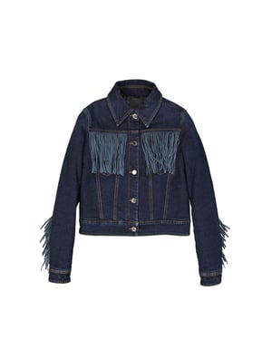 Frankie Morello Blauw Katoenen Denim Jas
