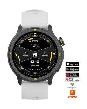 Invicta I-Tech 2 ITECH-004 Herenhorloge - Smartwatch Uurwerk - Roestvrij Staal met Zwarte Wijzerplaat - 45 mm