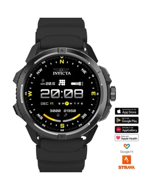 Invicta I-Tech ITECH-009 Herenhorloge - Smartwatch Uurwerk - Roestvrij Staal met Zwarte Wijzerplaat - 47 mm