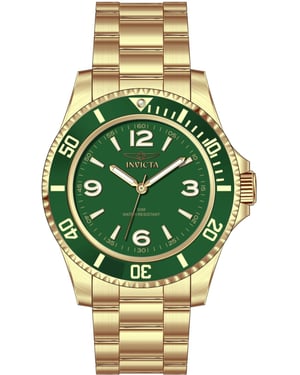 Invicta Specialty 69722 Herenhorloge - Quartz Uurwerk - Roestvrij Staal met Groene Wijzerplaat - 40 mm