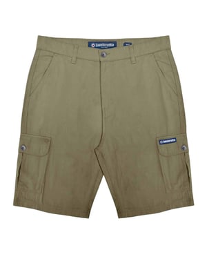 Lambretta Heren Rubberised Logo Cargo Shorts (Khaki Groen)