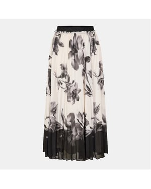 Women's Ted Baker Pleated Midi Floral Patterned Accordian Skirt in Ivory