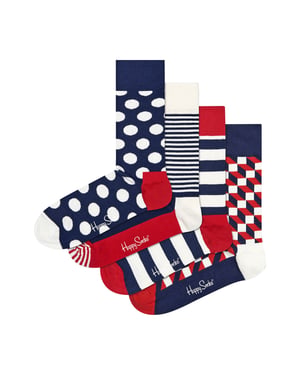 4-Pack Heren & Dames Design Klassieke Sokken Cadeauset
