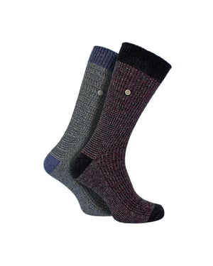 2-Pack Heren Casual Ribbelkatoenen Dress Socks | Middelzware Vierkante Breisokken