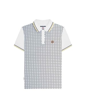 Lambretta Heren Houndstooth Poloshirt (Wit/Iron/Zilver)