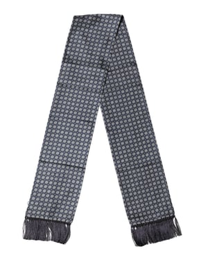 Dolce & Gabbana Blauwe Patroon Franje Hals Foulard Sjaal