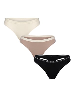 Verpakking van 3 Dames Elastische Katoenen Strings met Logo 50510030