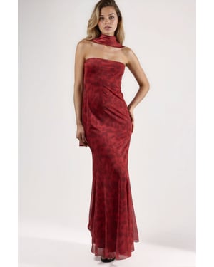 Strapless Bloemen Bodycon Maxi Jurk