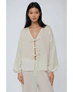 Ontspannen Pasvorm Blouse met Strikdetail