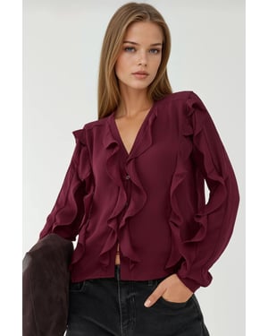 Tippet Kragen Flonkerende Boheemse Shirt