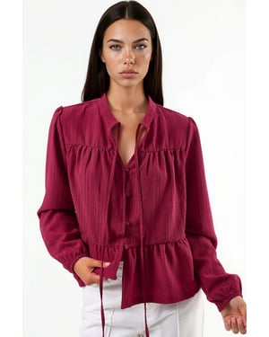 Langemouwen Tippet Kragen Blouse