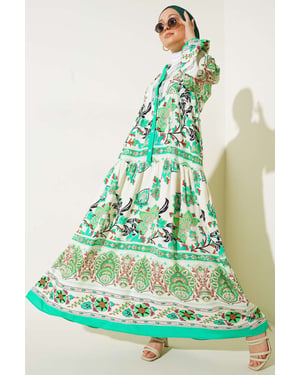 Geprinte V-hals Maxi Jurk