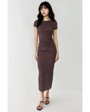 Leopardprint Aansluitend Maxijurkje met Korte Mouwen