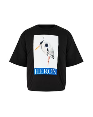 Gewatteerd T-shirt met geschilderd reigerlogo