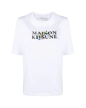 T-shirt met bloemenprint en klassiek logo
