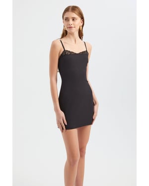 Schattige Hartvormige Spaghetti Strap Mini Bodycon Jurk met Kantdetail