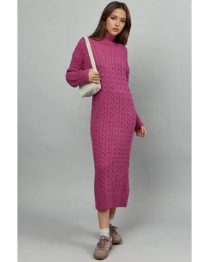 Langemouw Turtleneck Haarvlecht Gebreide Jurk