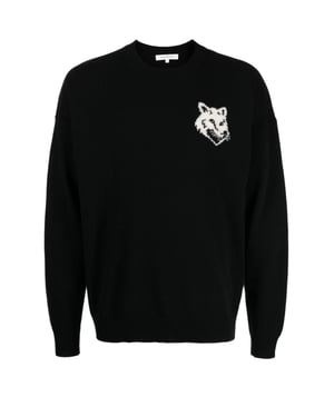 Trui met intarsia logo en vossenkop