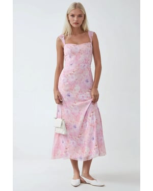 Bloemen Maxi Jurk met Hartkraag