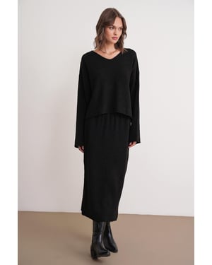 V-hals Breisel Sweater & Rok Co-ord Set
