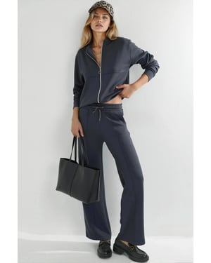 Modal Touch Rits Sweatshirt & Geribbelde Broek Set