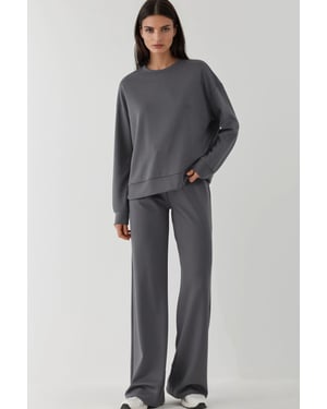 Modal Touch Basis Sweatshirt & Wijde Pantalons Twee-Piece Coördinatieset