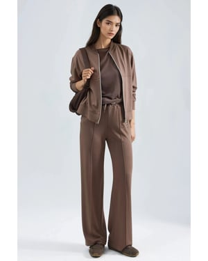 Modal Touch Zipbehorde Hoodie & Ribgebreide Broek Set