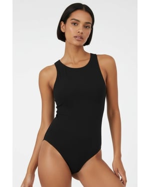 Strak Passend Mouwloos Shirtbodysuit met Drukknoopsluiting
