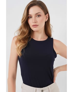Aansluitende Mouwloze Colbodysuit met Drukknopen