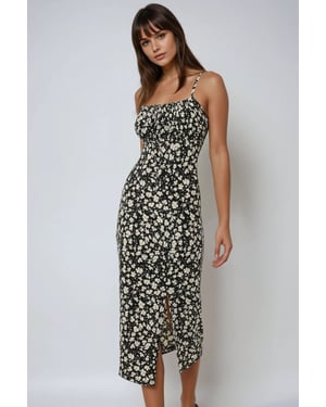 Allover Bloemenprint Bodycon Midi Jurk met Split