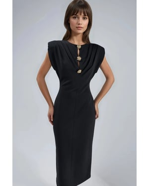Slim Fit Midi-jurk met Accessoire Detail