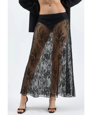 Hoge Taille Kanten Maxi Rok